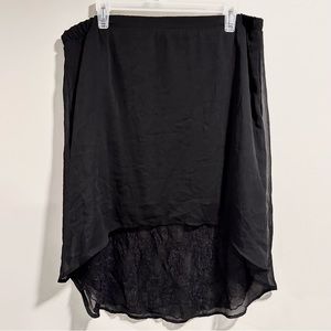 Maurices Size Large Black High Low Lace Sheer Skirt